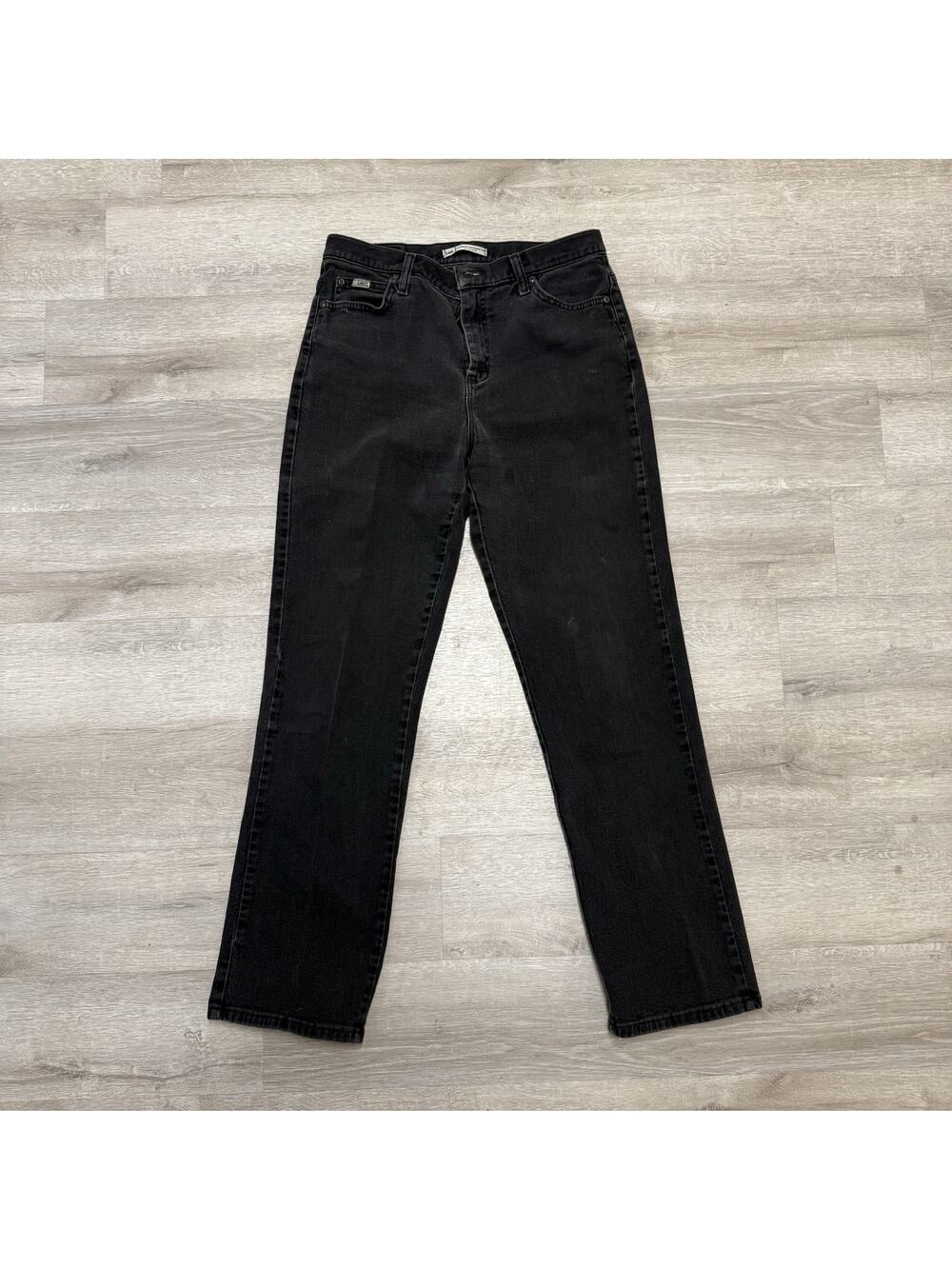 Vintage Lee Relaxed Straight Leg Black Distressed Jeans Size 8 Long